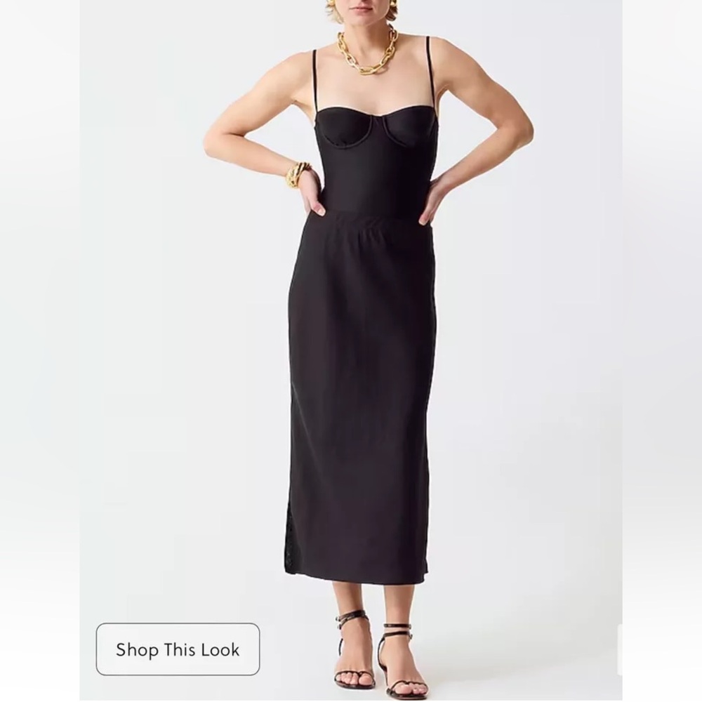 J. Crew Black Midi Slip Skirt